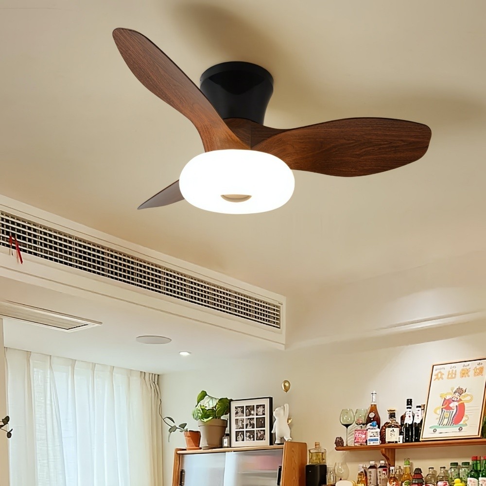 Modern Cream Quiet Led Ceiling Fan Light For Bedroom K1113