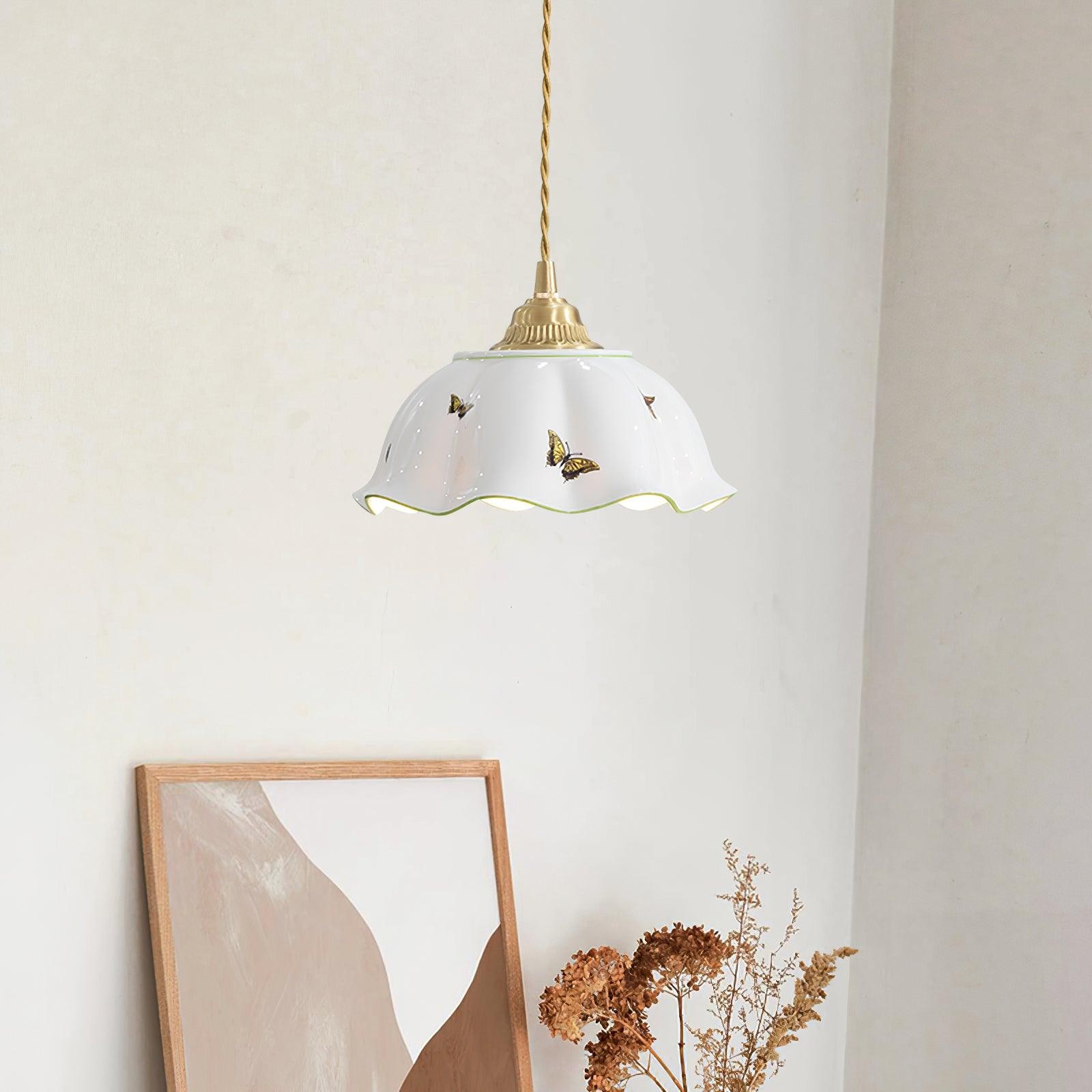 Retro Cream Style Ceramic Pendant Lamp K857