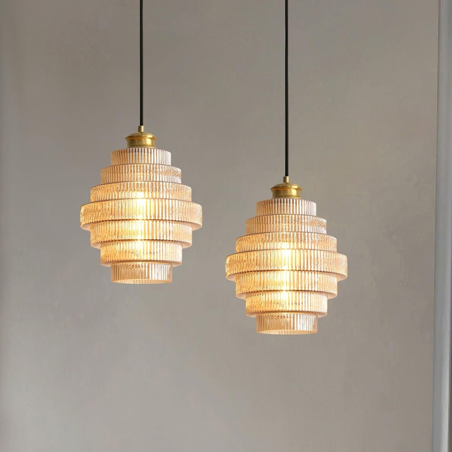 Bottis Minimalist Glass Pendant Lamp - Stylish Layered Hanging Light for Dining Table K469