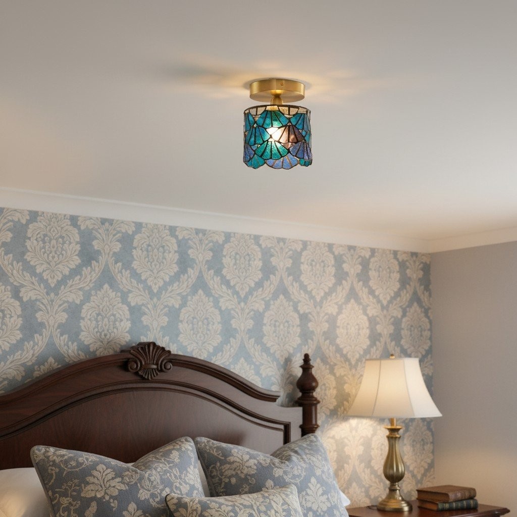 Vintagia Tiffany Style Ceiling Light - Elegant Mosaic Glass Design for Living Room and Bathroom K2138
