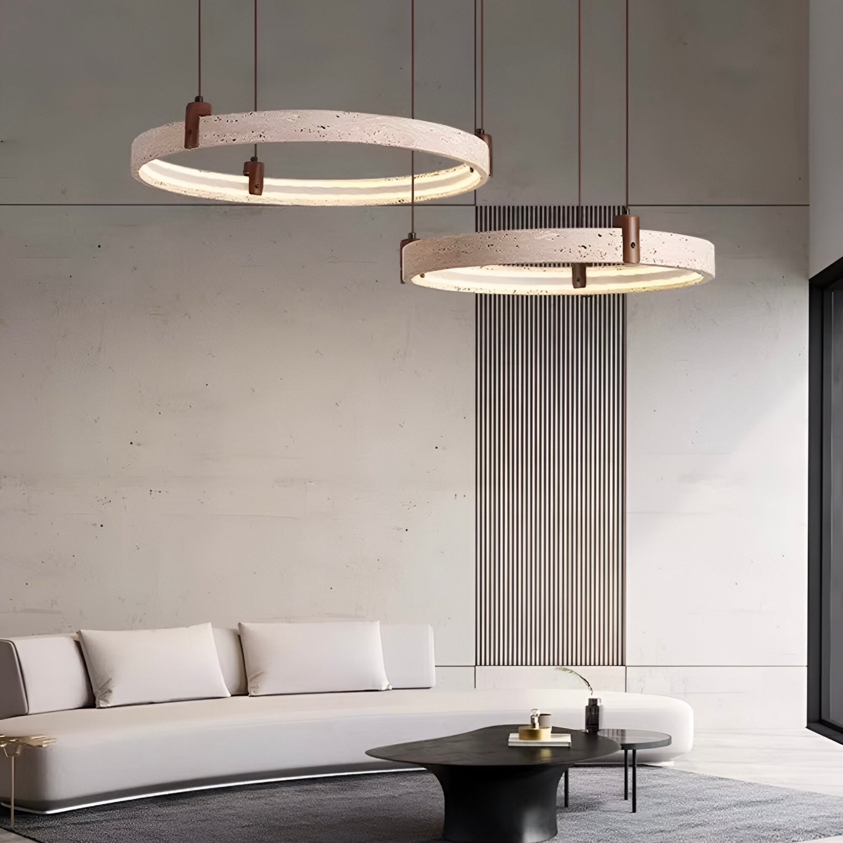 Simple Circular Travertine Pendant Lamp K842