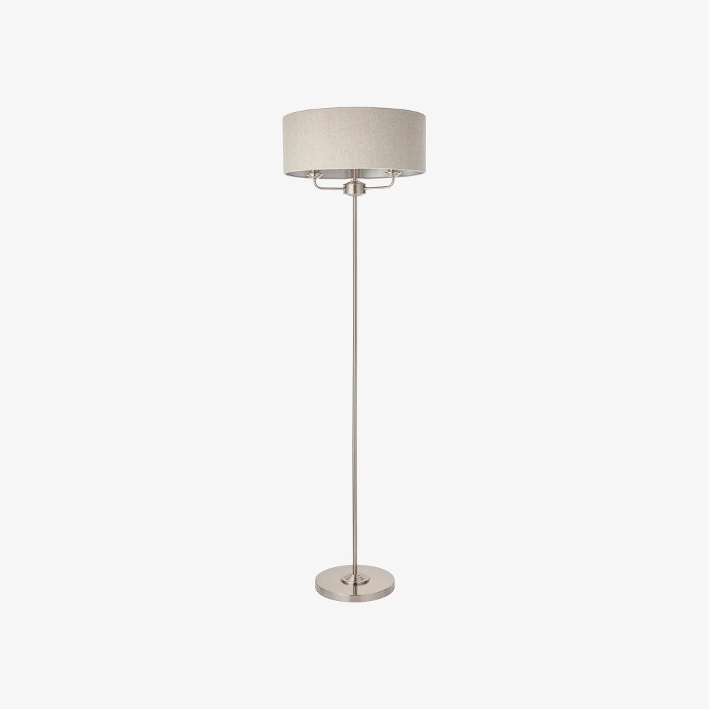 Tela Drum Shade Floor Lamp - Contemporary Fabric Standing Lamp for Home Office K2014