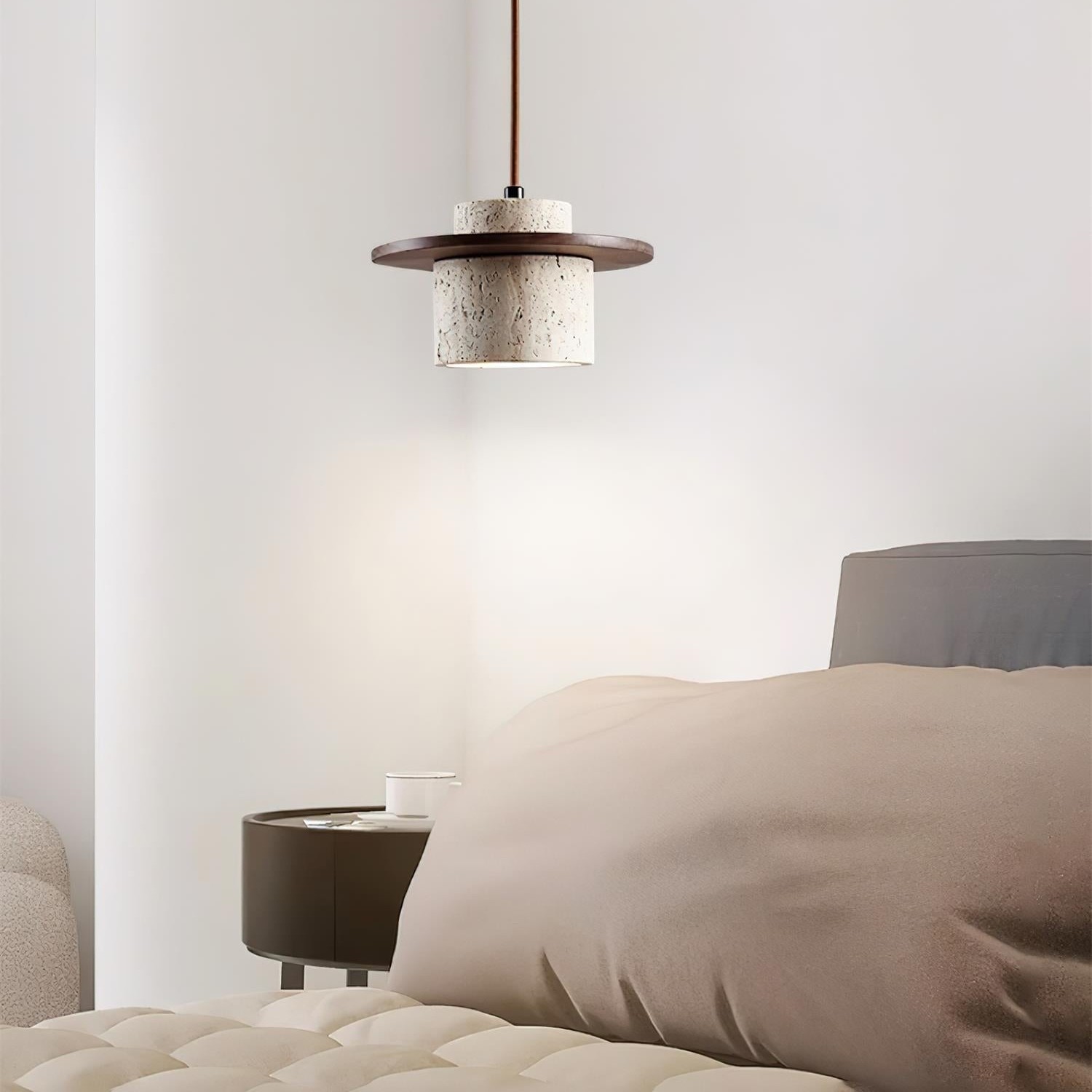 Elegant Textured Cylindra Stone Pendant Lamp K824