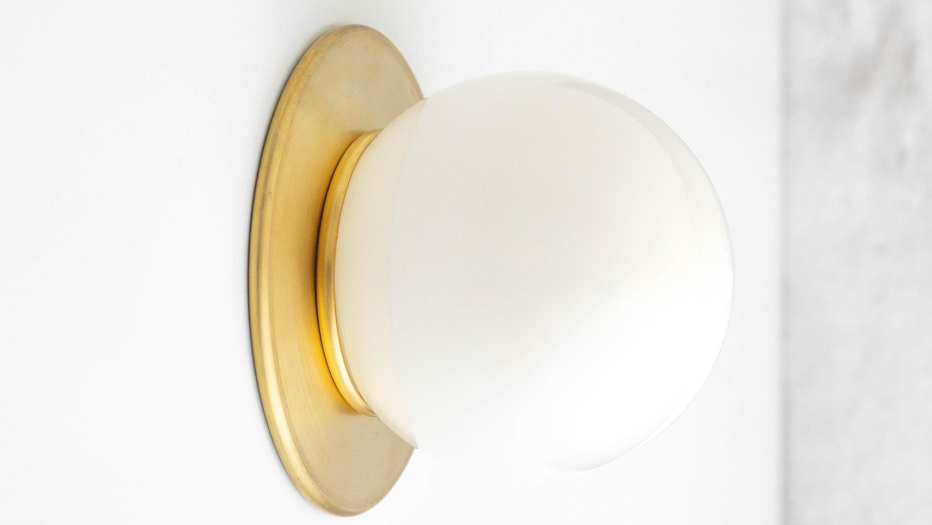 Glorica Glass Solid Brass Vanity Sconce - Compact Flush Mount Globe Light K1511