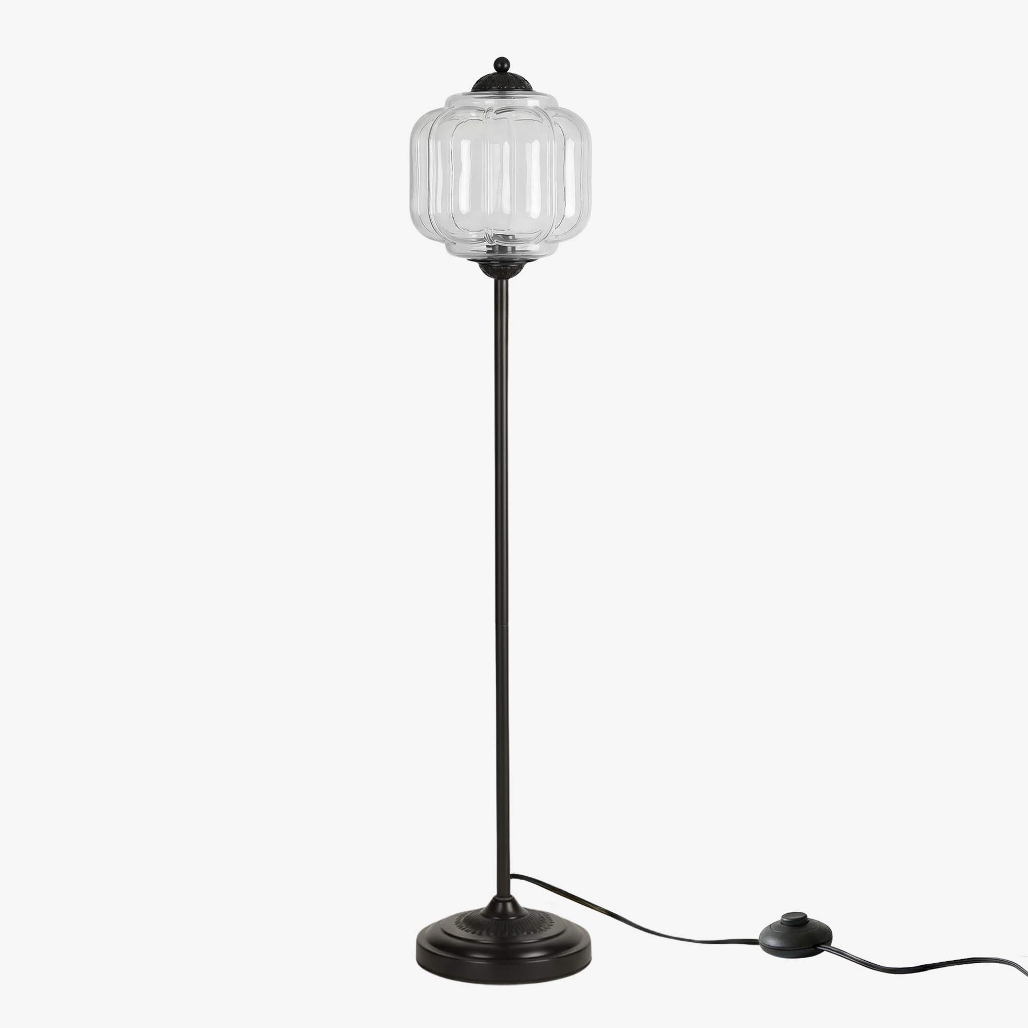 Eloise Handcrafted Retro Glass Floor Lamp - Lantern Form Floor Light for Reading Corners K2345