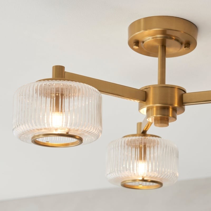 Canovus Chandelier with Ribbed Glass - Industrial Metal Living Room Light K1999