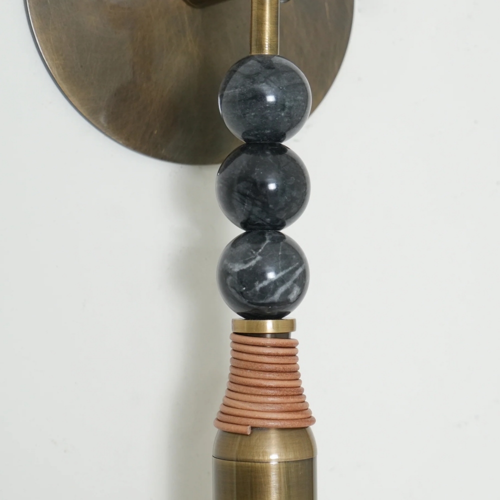 Dotmelle Contemporary Wall Lamp - Artistic Marble and Brass Wall Sconce for Bedroom or Entryway K2393