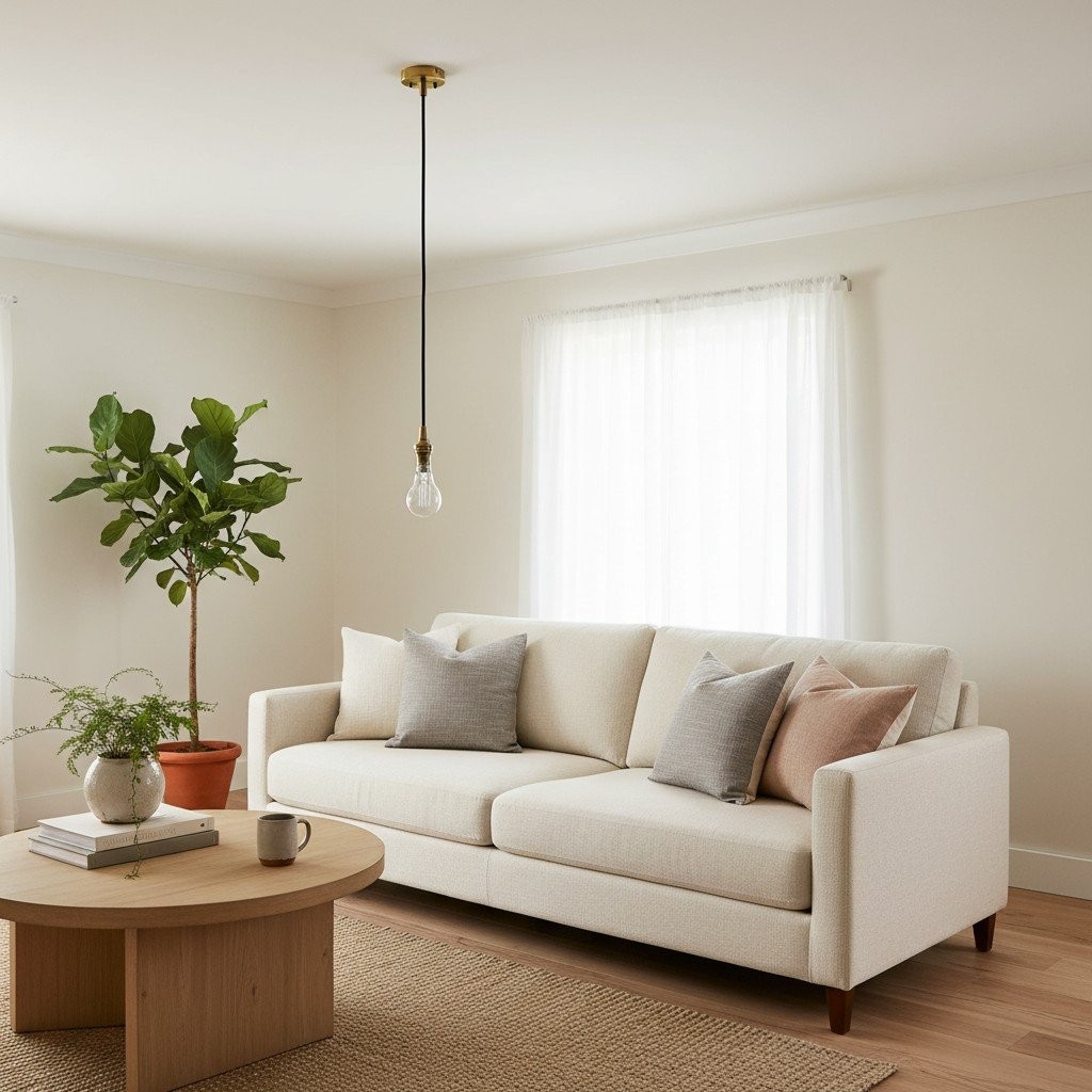 Plaitar Modern Brass Pendant Light - Minimalist Ceiling Fixture with Braided Cord for Hallways K1963