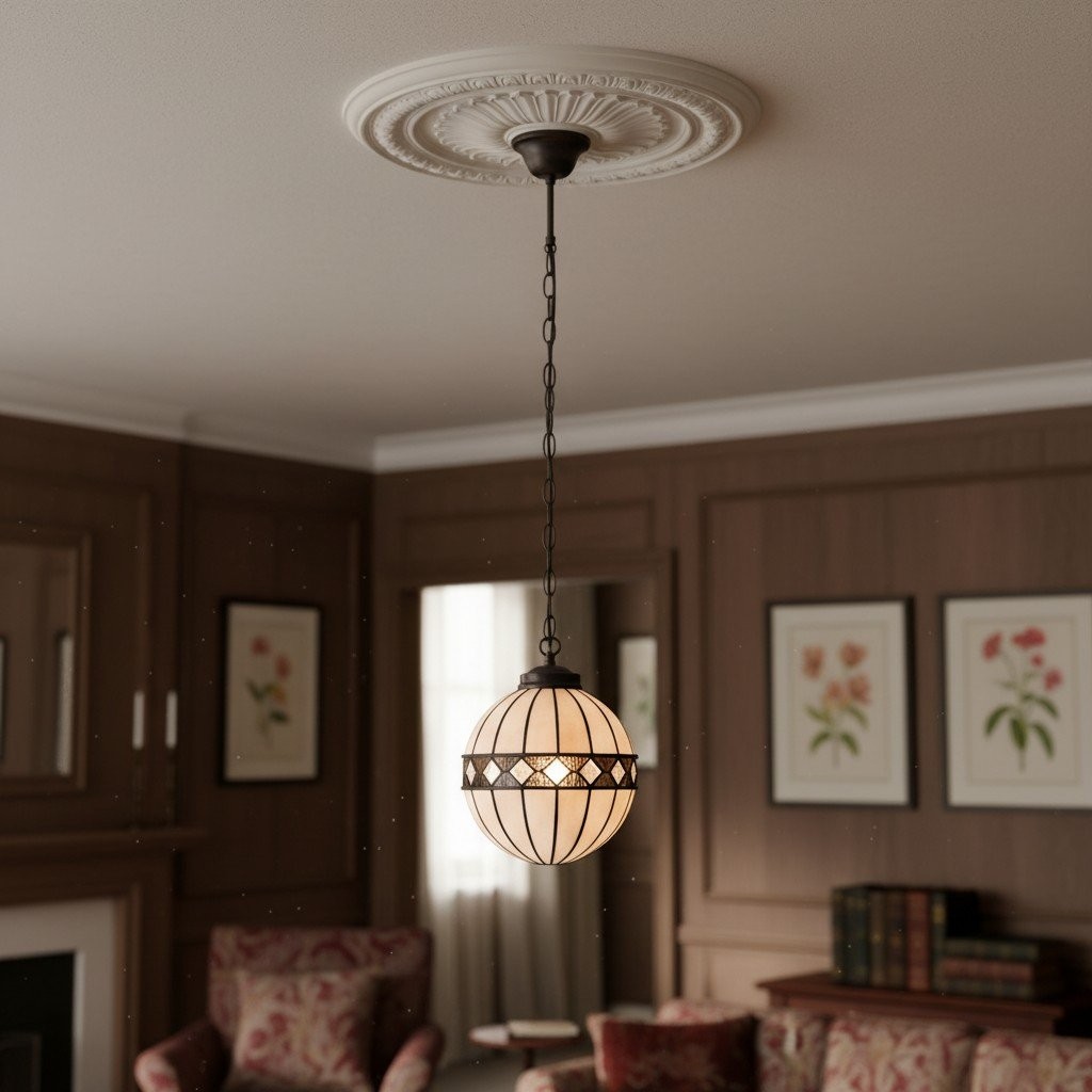 TF Fargo Tiffany Style Globe Pendant - Handcrafted Art Glass Sphere Light for Kitchen Island K2006