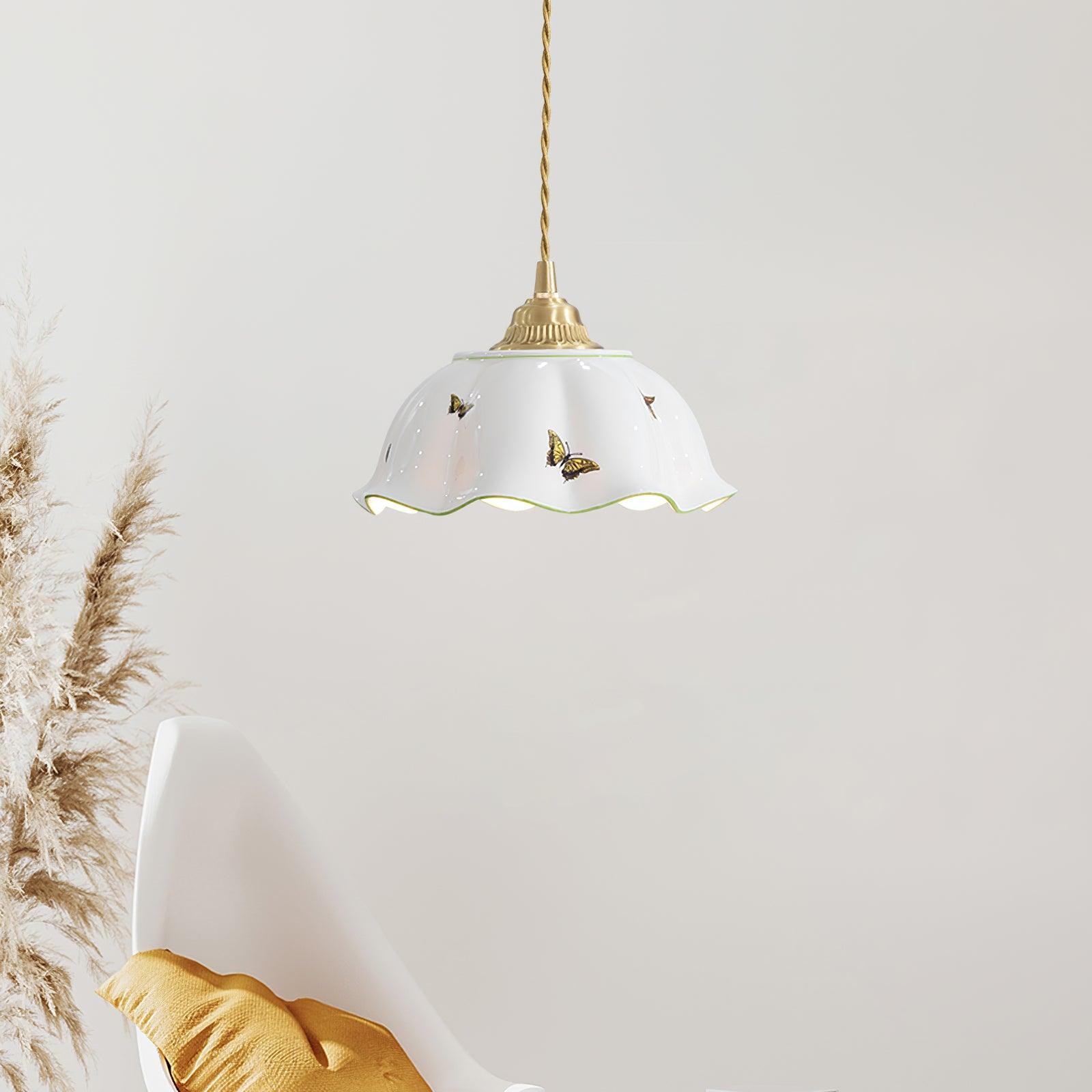 Retro Cream Style Ceramic Pendant Lamp K857