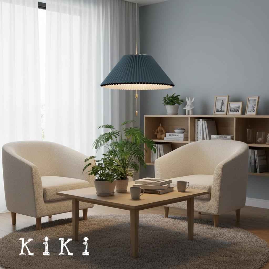 Retractable Pleated Pendant Light - Retro Paper Pendant Lamp for Dining Room K798