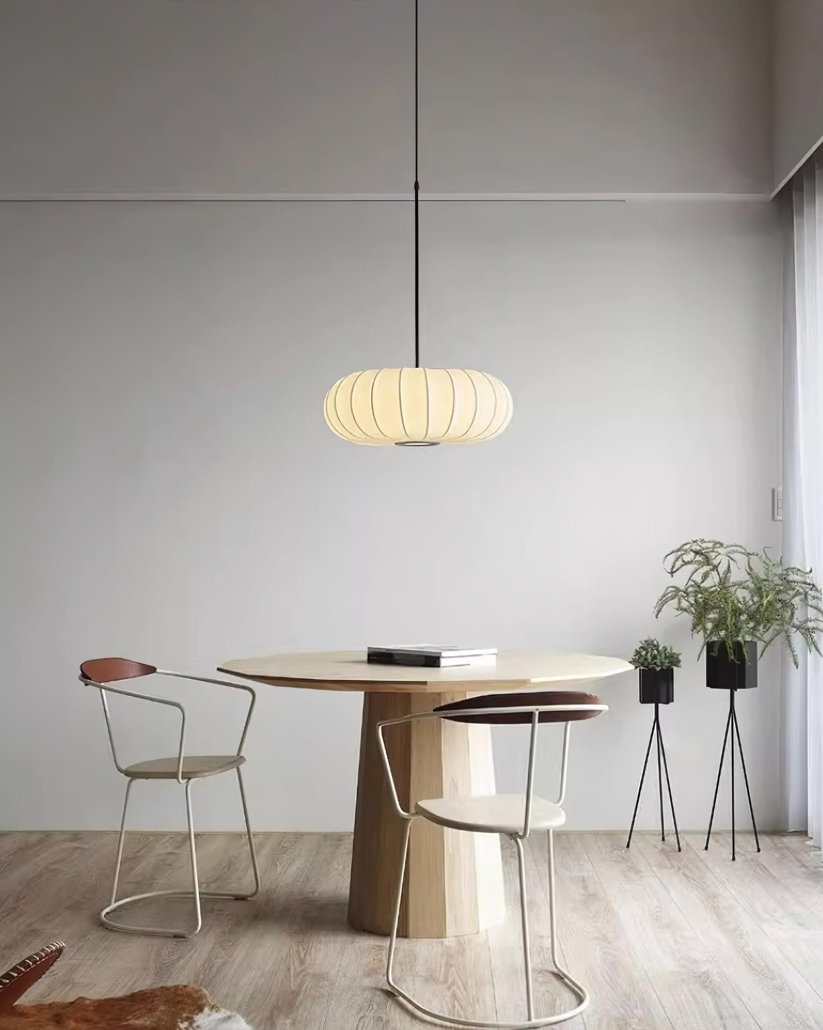 Simple Wabi-sabi White Lantern Fabric Pendant Lamp K744