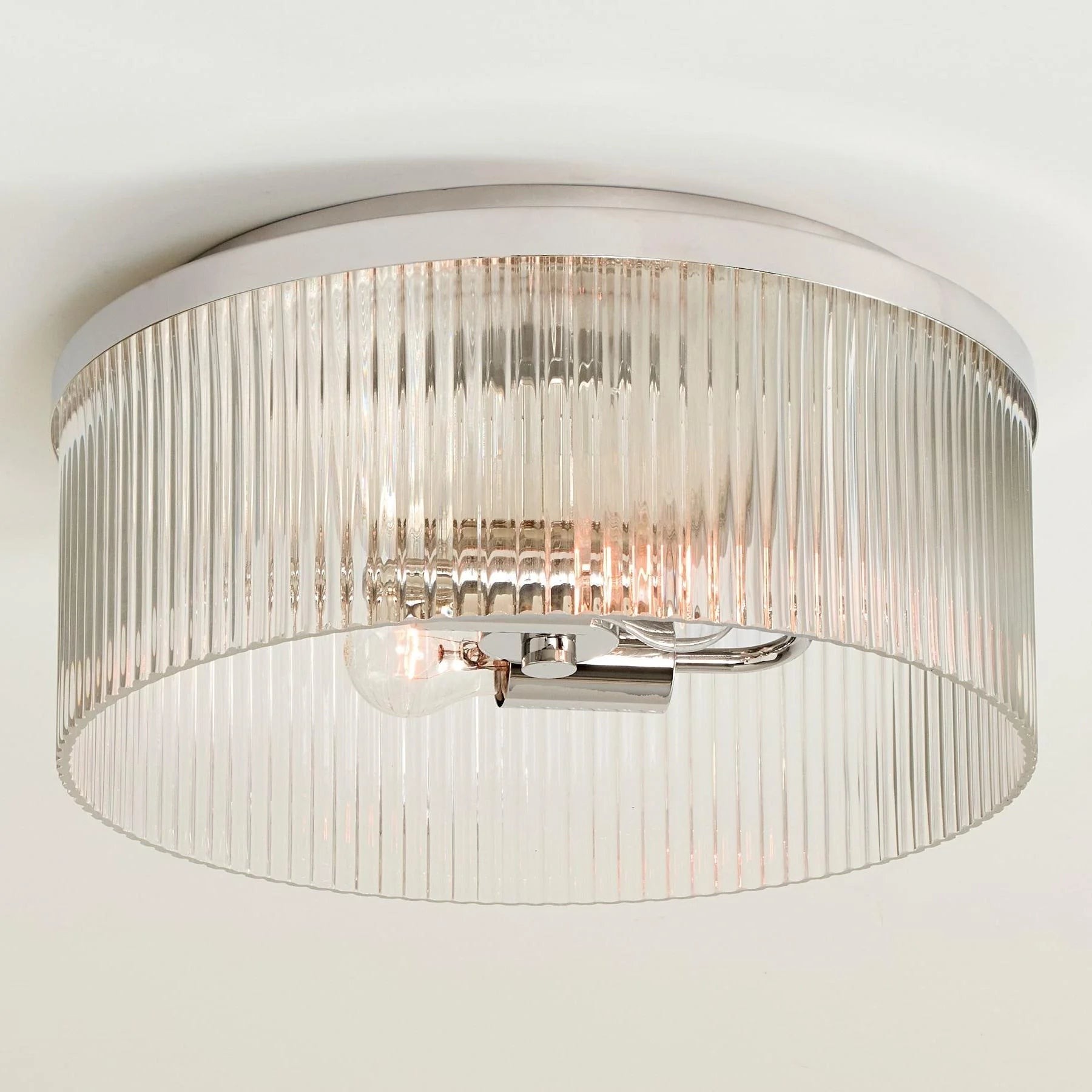 Bravira Copper Ribbed Glass Flush Mount Ceiling Lamp K837