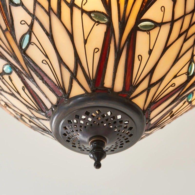TF Hector Ceiling Light - Handcrafted Stained Glass Design Semi‑Flush or Pendant Fixture for Home K1990