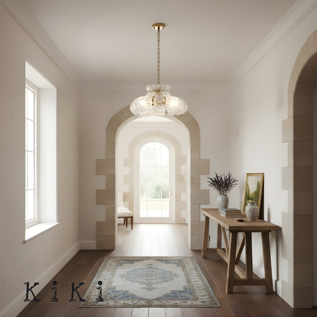 Floral Ice Glass Pendant Light - Retro Petal Pendant Lamp for Bedroom K2366