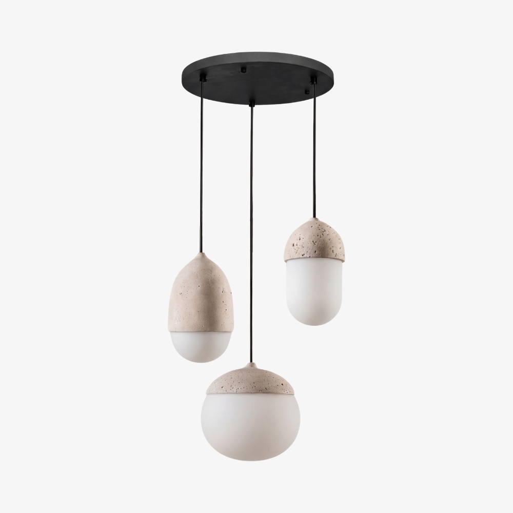 Orbaltis Modern Orb Cluster Pendant Light - Natural Stone and Glass Hanging Lamp for Living or Kitchen K2266