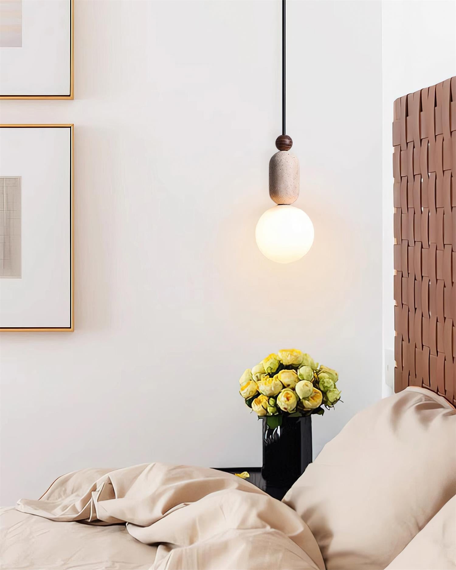 Wabi Sabi Travertine Glass Ball Pendant Light K830