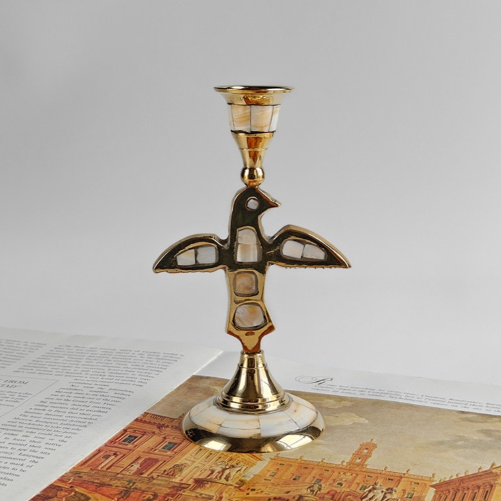 Ossik Veld Vintage Nordic Shell and Cow Bones Candle Holder for Dining Table K2363