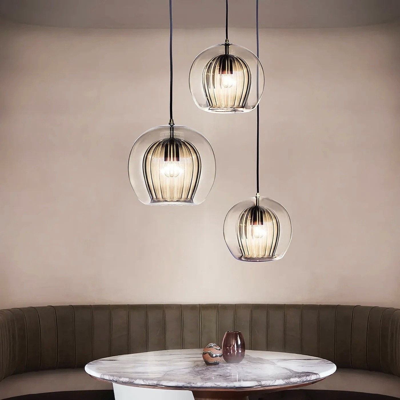 Modern Pleated Glass Pendant Light K862