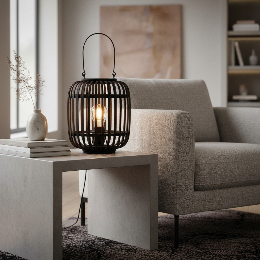 Yumeko Ambient Table Lamp - Open Bamboo Cage Design Stylish and Eco Friendly K1958