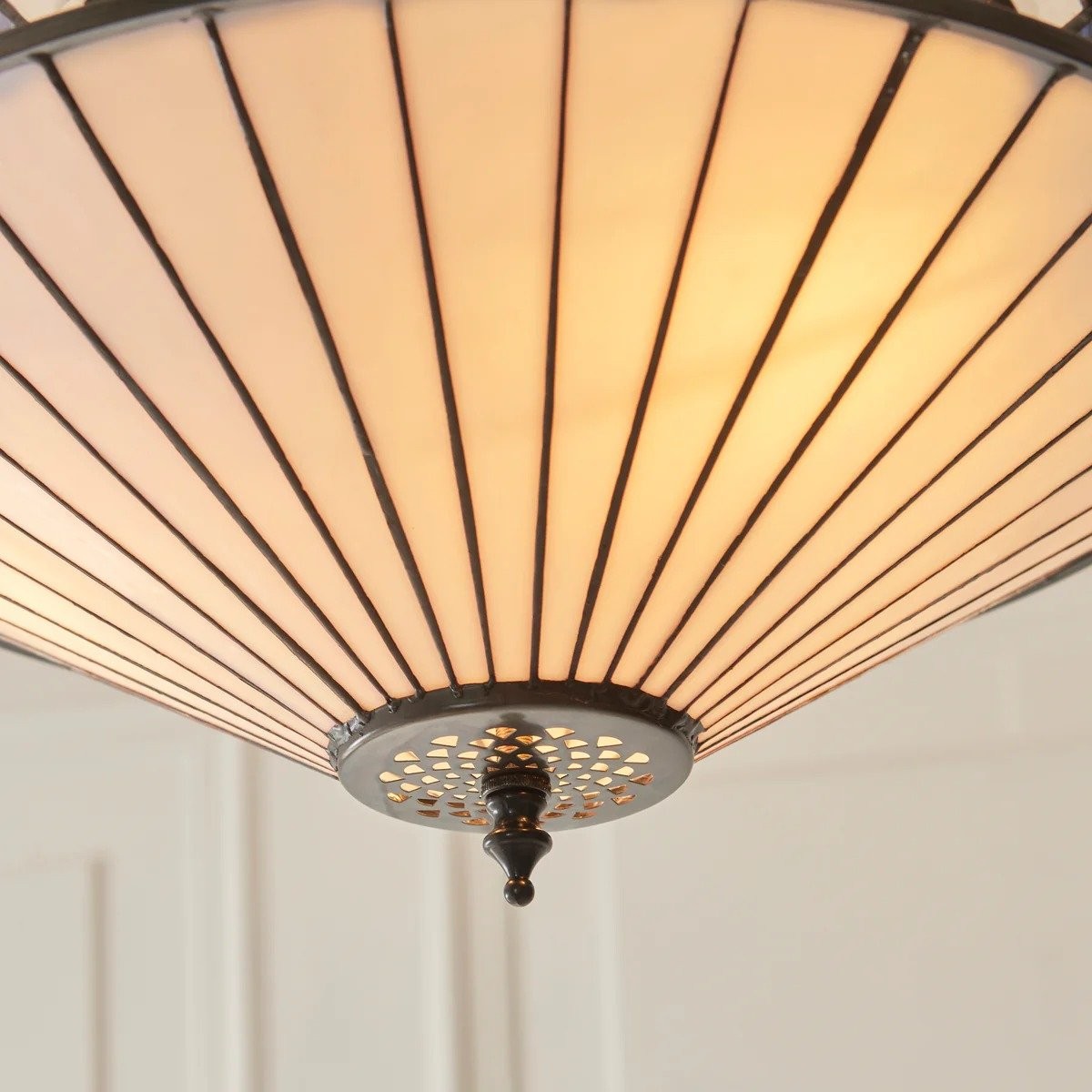 TF Fargo Adjustable Pendant Light with Stained Glass Inspired Inverted Shade for Island and Dining K1950