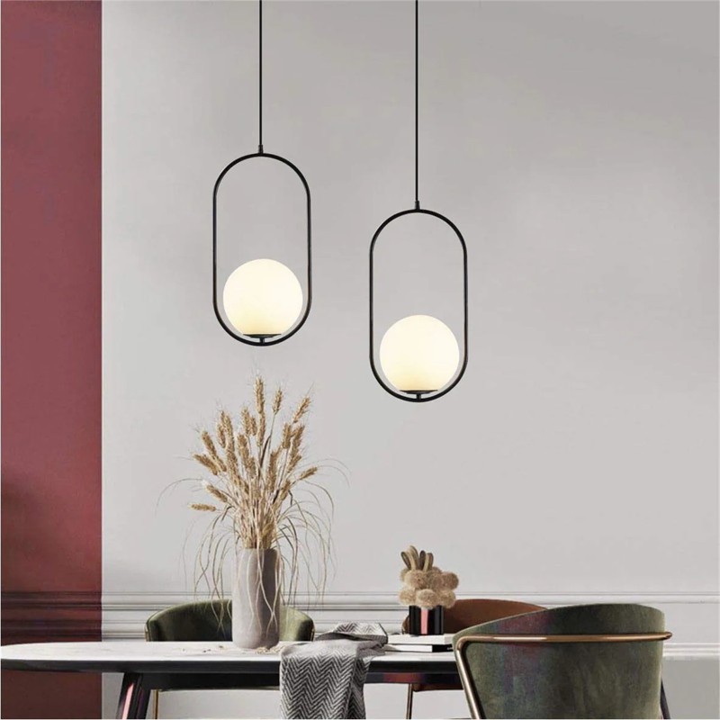 Minimalist Mila Pendant Lamp - Oval Hanging Light for Bedroom Bedside