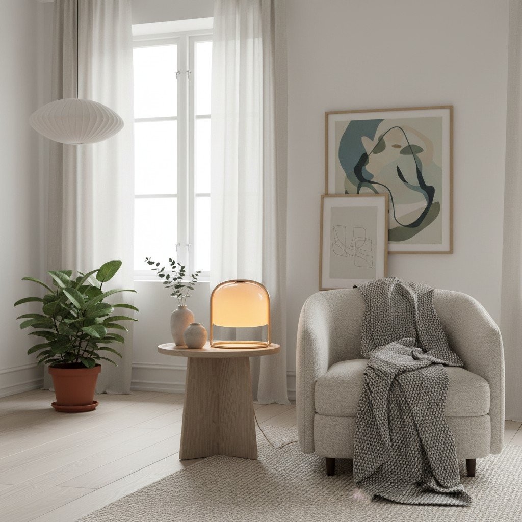 Nera Atmospheric Glass Metal Table Lamp - Retro Inspired Lamp for Bedroom and Living Room K2188