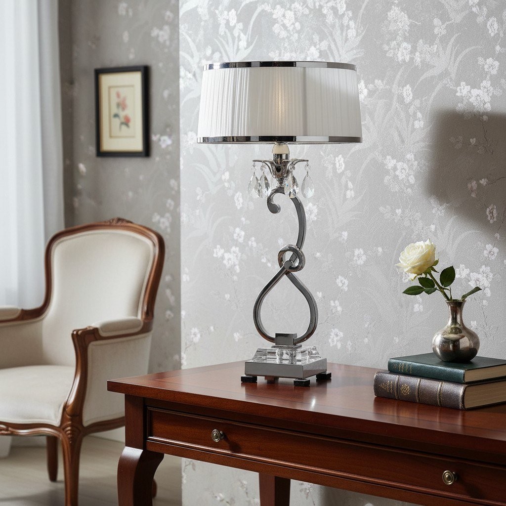 Talonis Decorative Crystal Table Lamp - Curved Metal Style for Home Interiors K1919