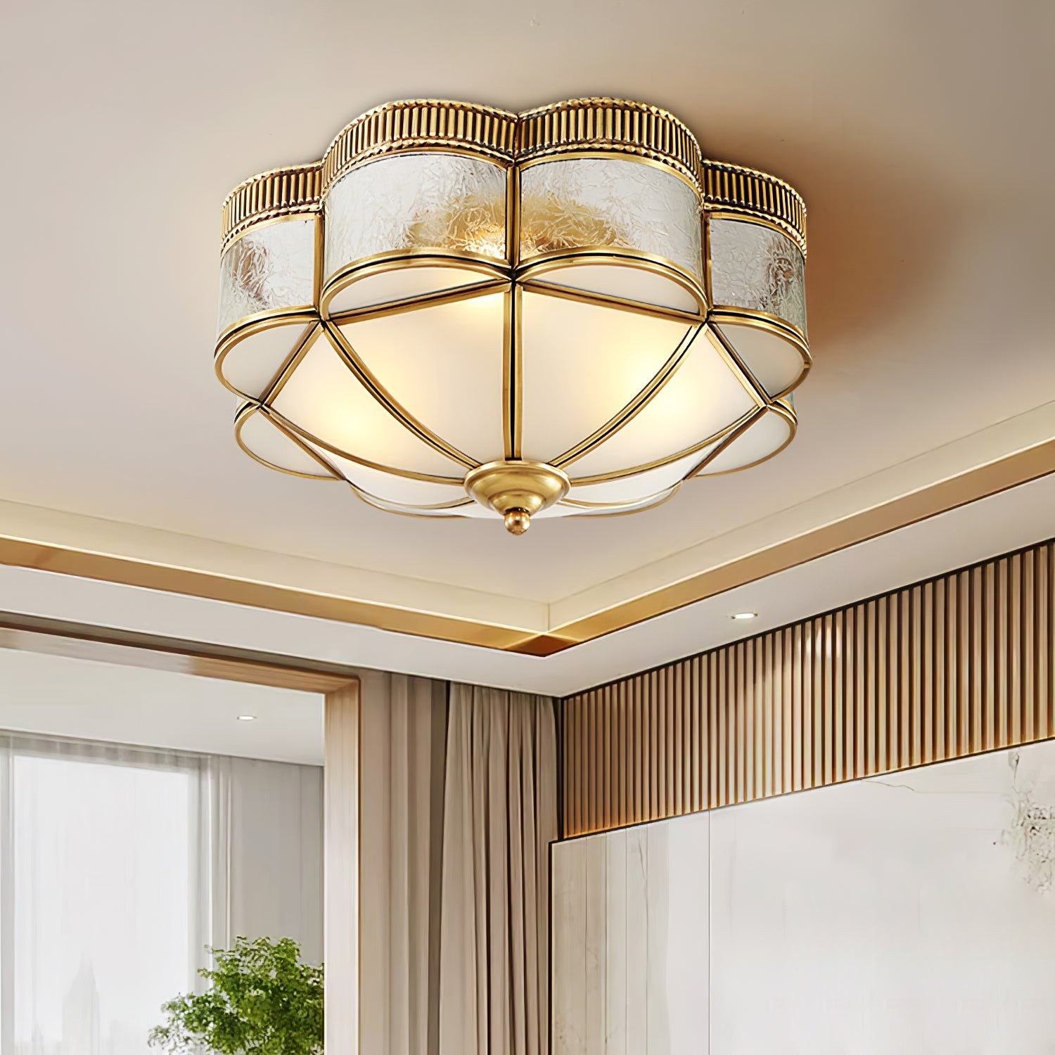Brass Domed Flush Ceiling Lamp K274