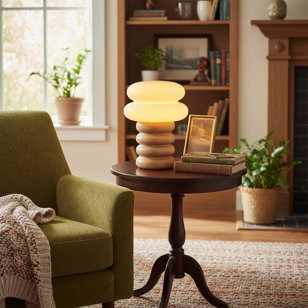 Auralume Elegant Modern Accent Table Lamp with Sculpted Design for Living Room and Bedroom K2131