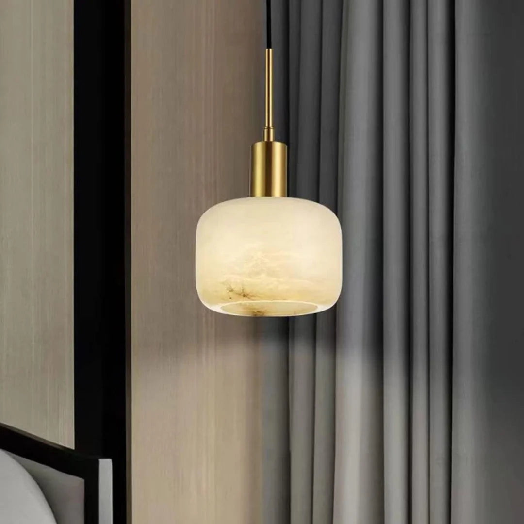 Velia Acorn Alabaster Minimalist Pendant Light D944