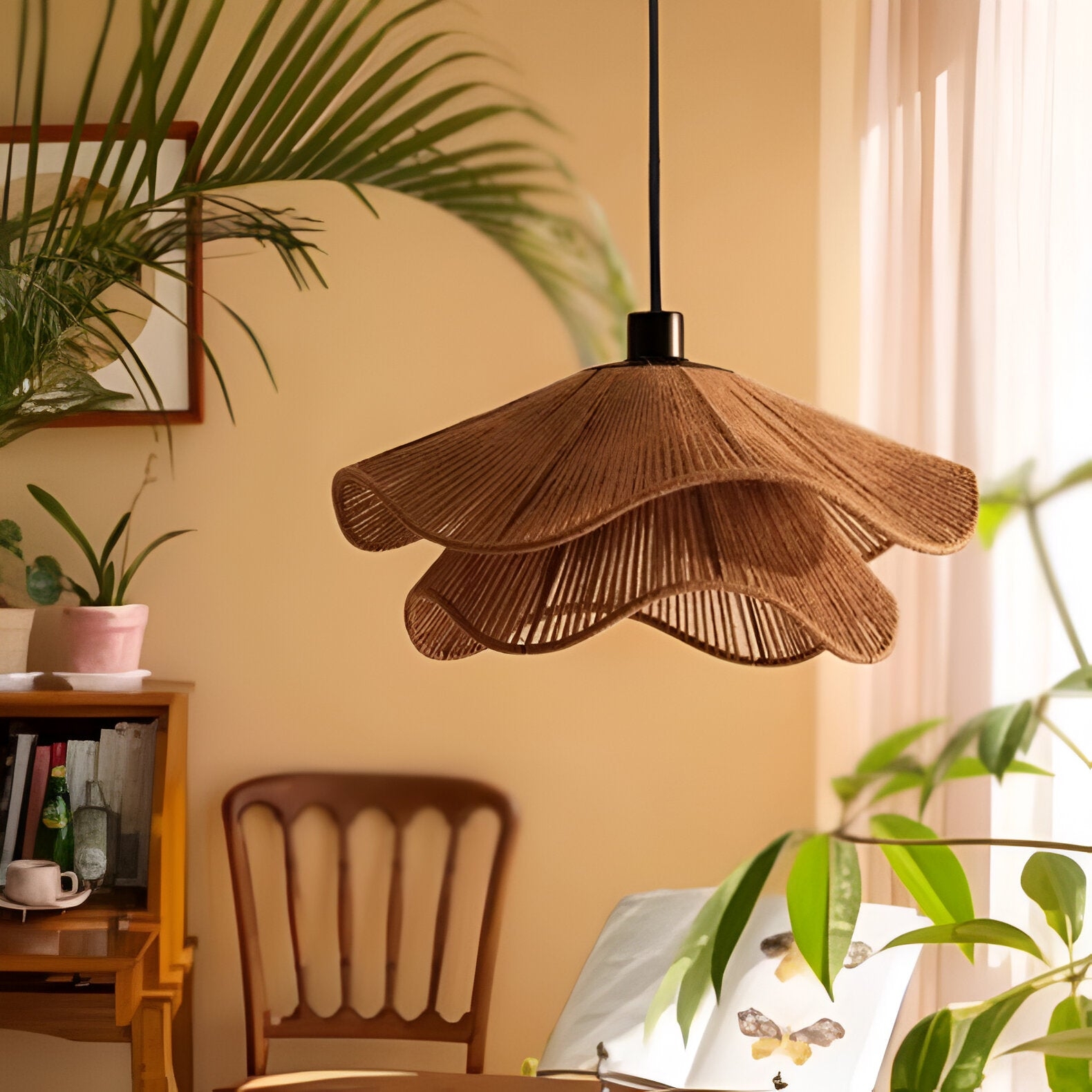 Cape Points Boho Natural Jute Fiber Pendant Light D838