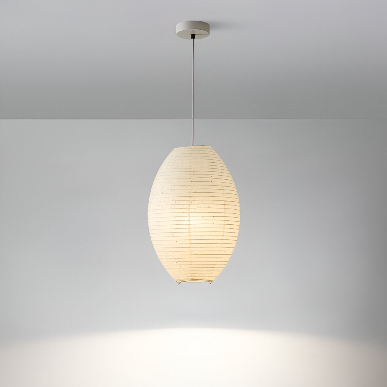 Traditional Japandi Wabi-Sabi Elliptical Paper Pendant Light D942