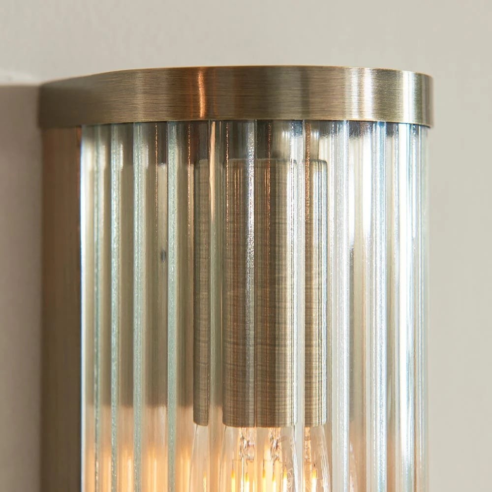 RibGlow Art Deco Ribbed Glass Wall Light - Vintage-Inspired Sconce for Living Room K1808