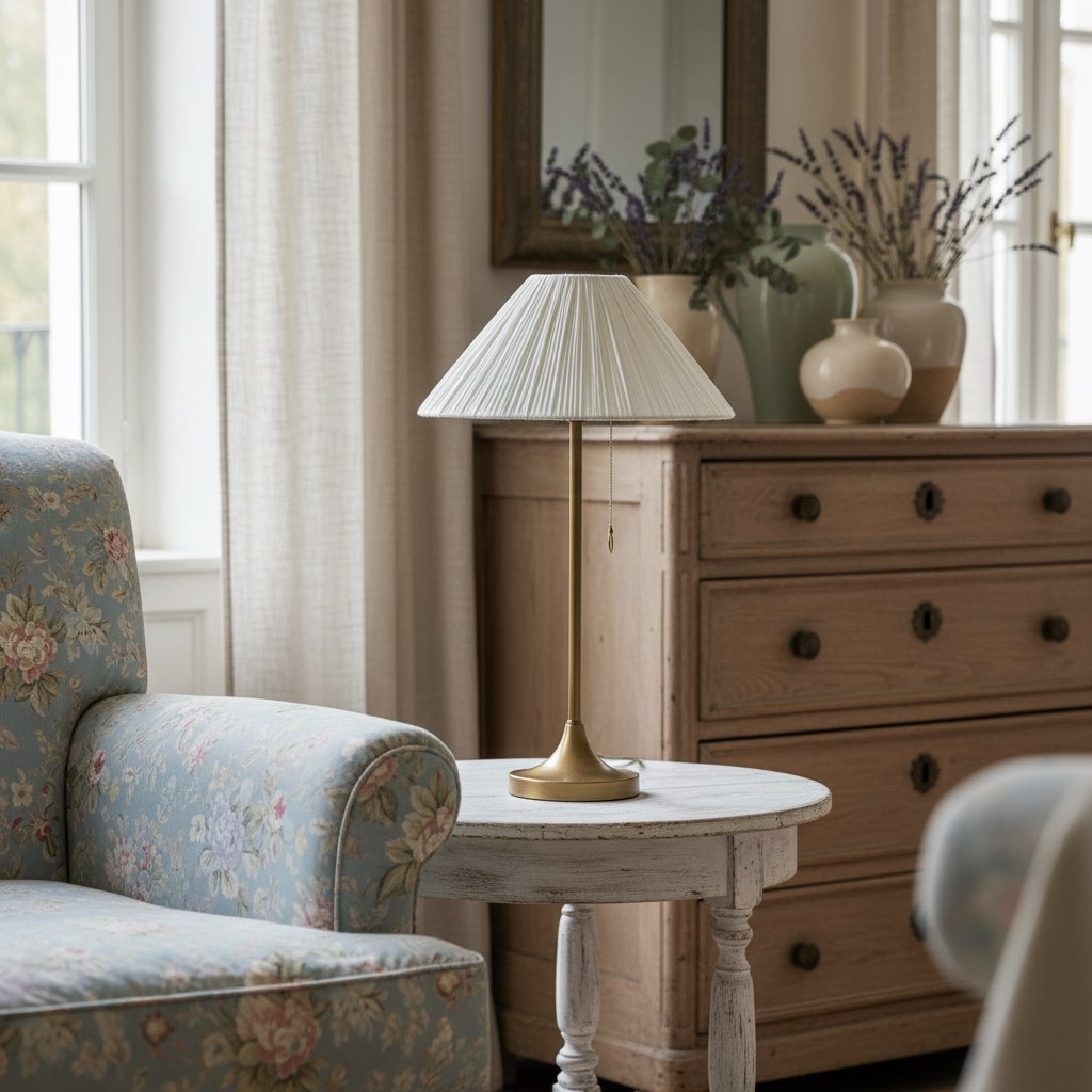 Blossine Scalloped Pleated Fabric Table Lamp - Modern Classic Bedside Lighting K1579