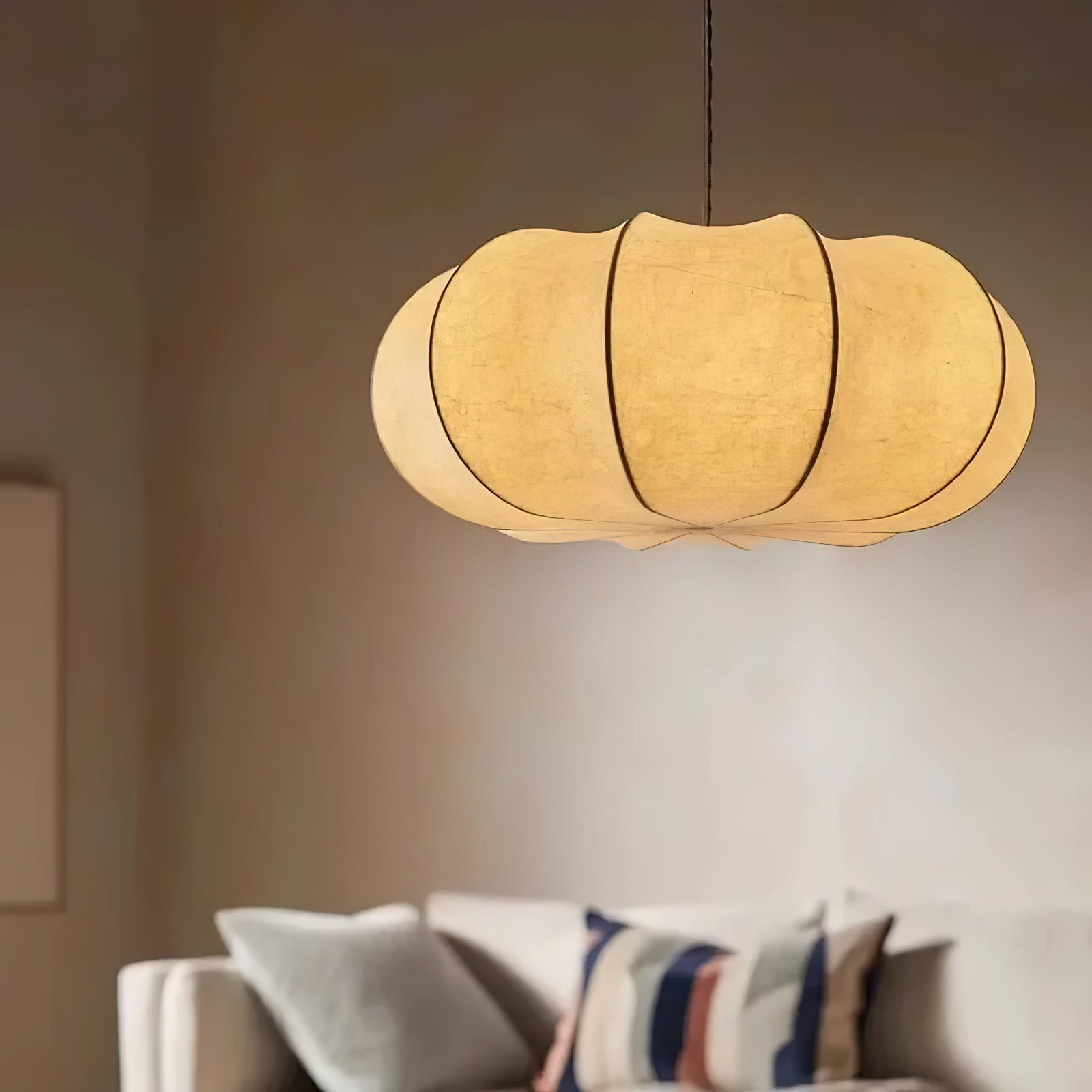 Modern Creative Flat Round Silk Pendant Lamp K551