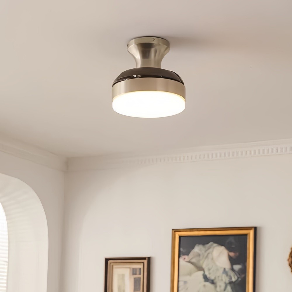 Retro Invisible 3 Blade Ceiling Fan With Light For Living Room K1107