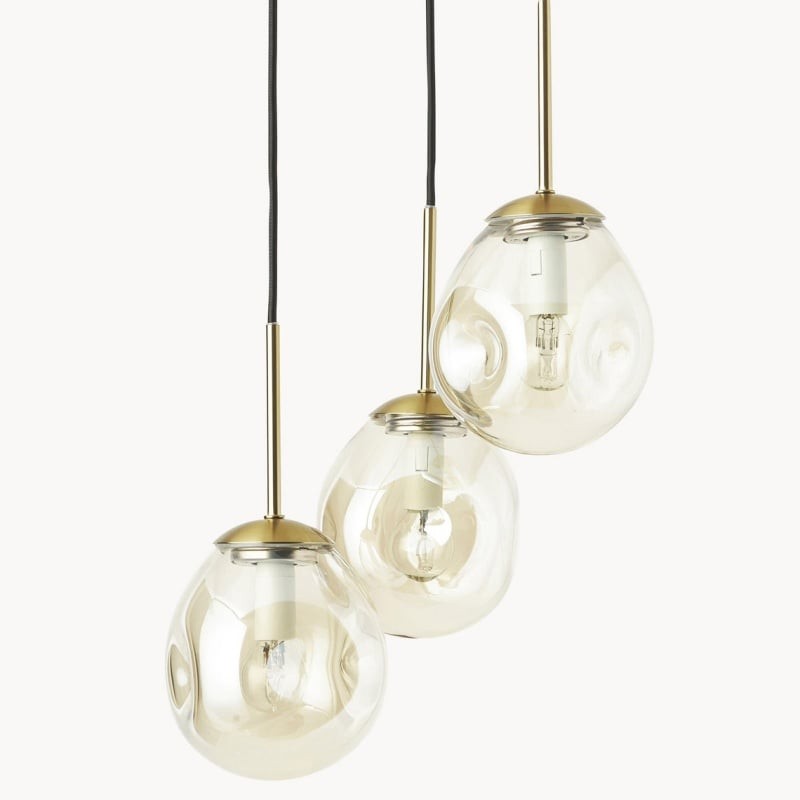 Glissora Hanging Light - Sculptural Cluster Design Tinted Glass and Metal for Entryway K1755
