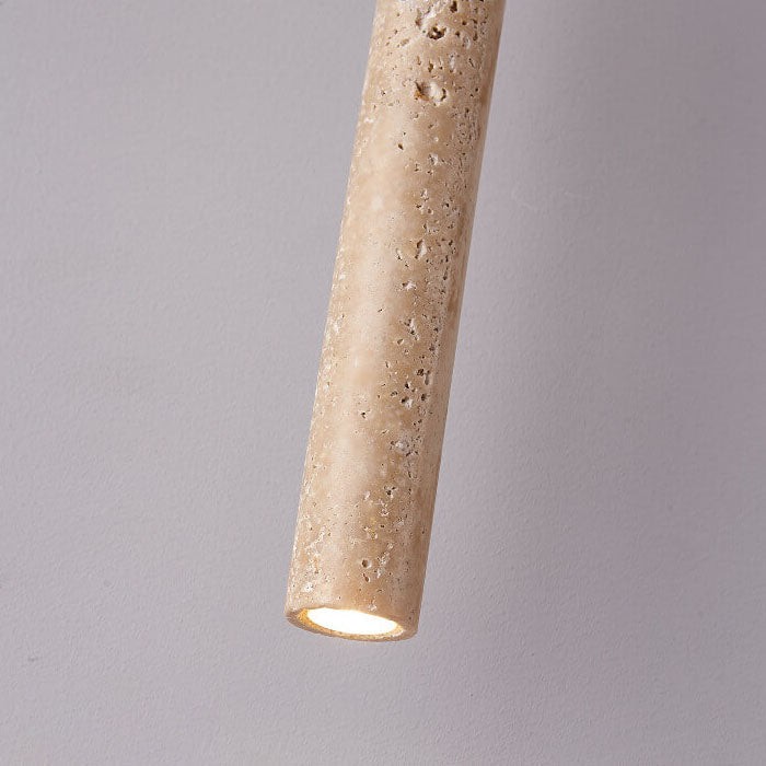 Japanese Wabi Sabi Yellow Travertine Cylinder 1-Light Pendant Light K846