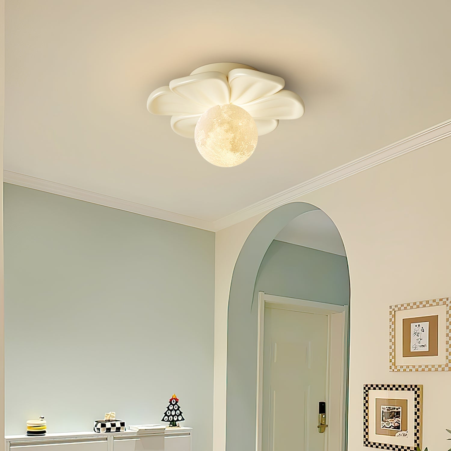 Cream Bloom Flower Ceiling Lamp D408