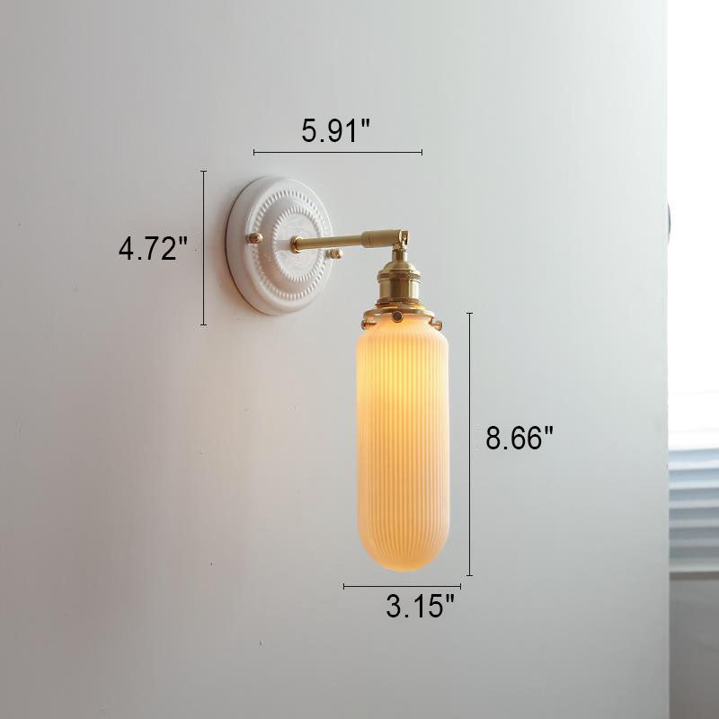 Vintage Japanese Ceramic Brass 1-Light Wall Sconce Lamp K1284