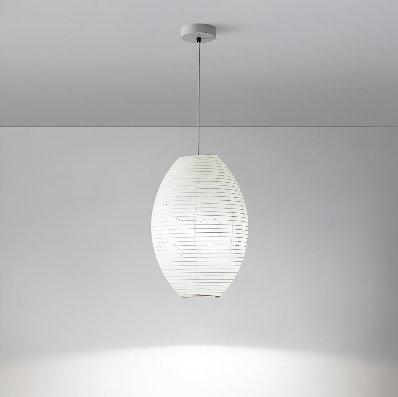 Traditional Japandi Wabi-Sabi Elliptical Paper Pendant Light D942
