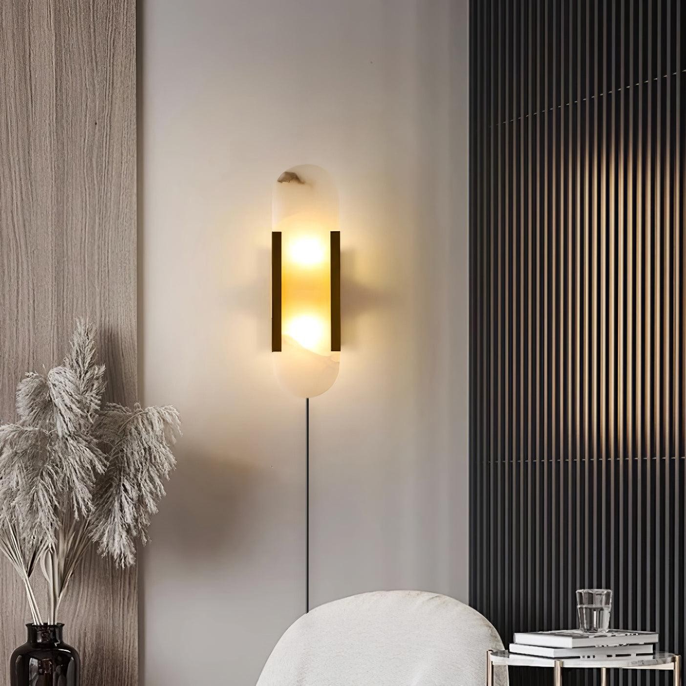 Alabaster Elongated Plug In Wall Lamp K501