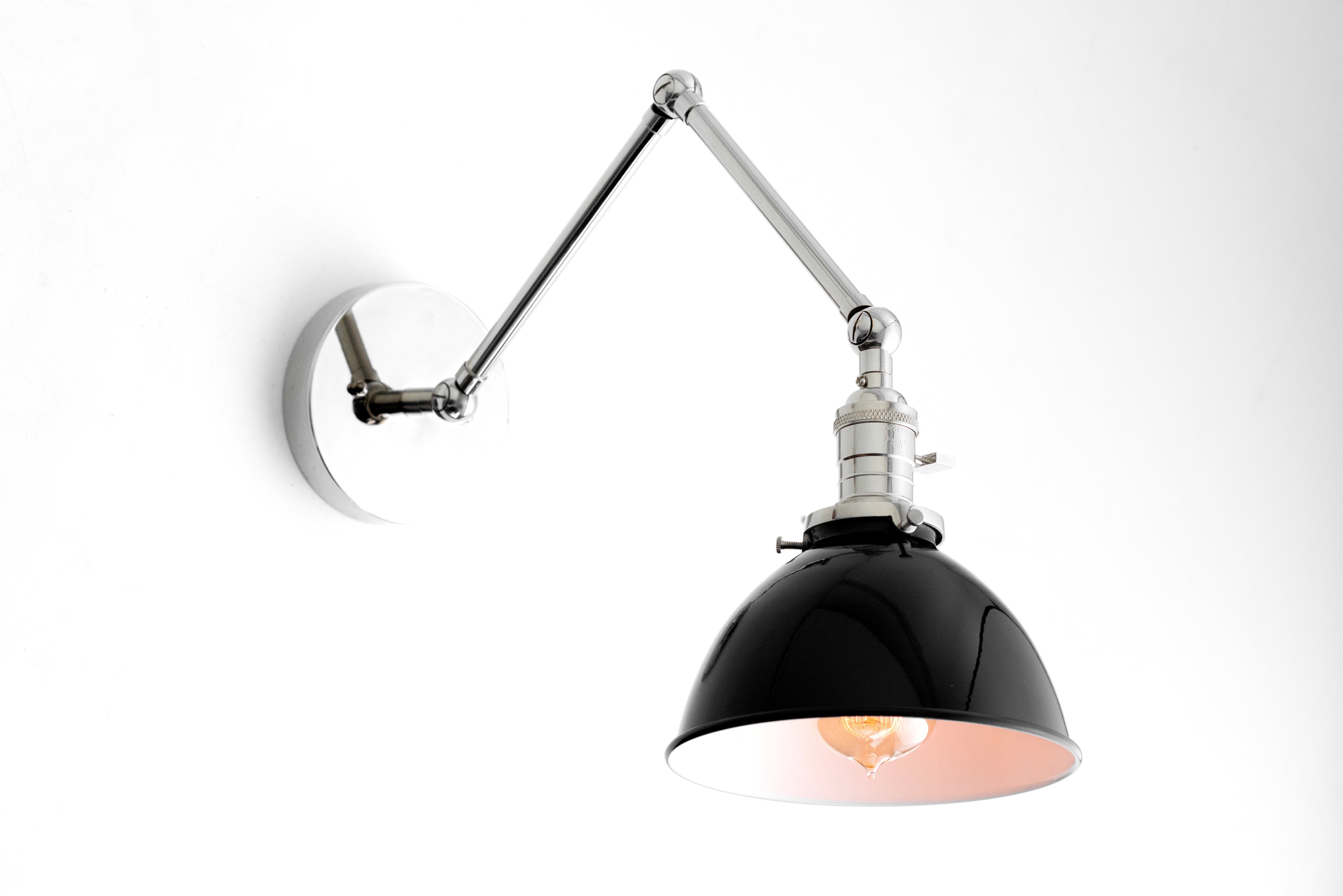 Conique Metal Vintage Industrial Swing Arm Wall Lamp - Adjustable Dome Shade for Study K1467