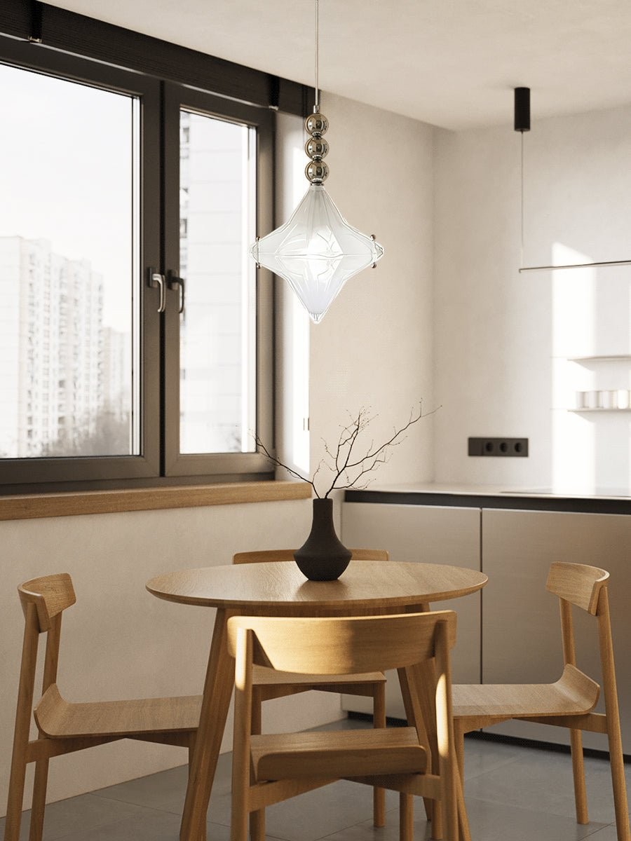 Art Deco Astris Elara Star Pendant Light - Frosted Glass Pendant with Geometric Style K1583