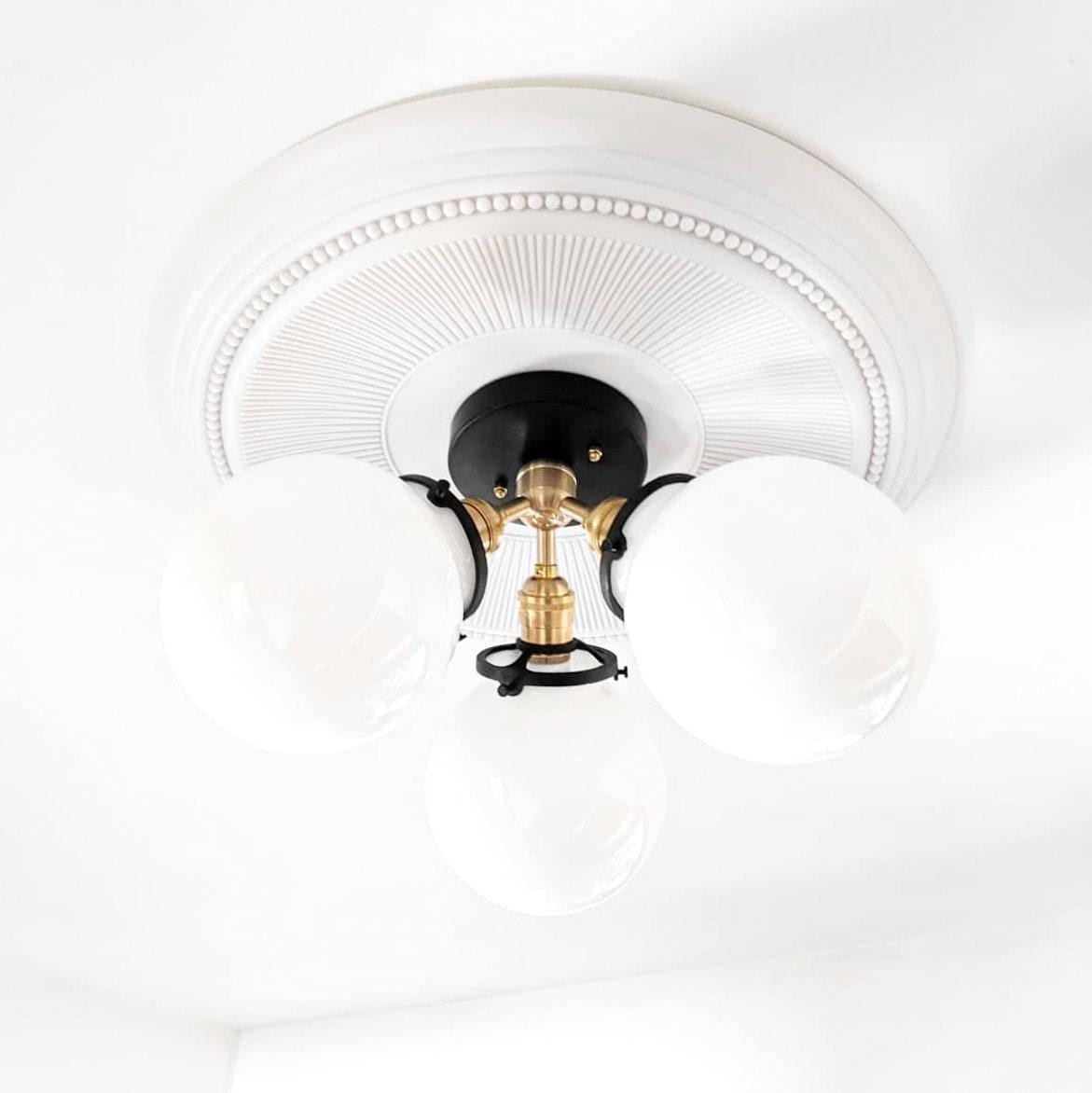 Glorica Glass Globe Light - Mid Century Semi Flush Ceiling Lamp K1517