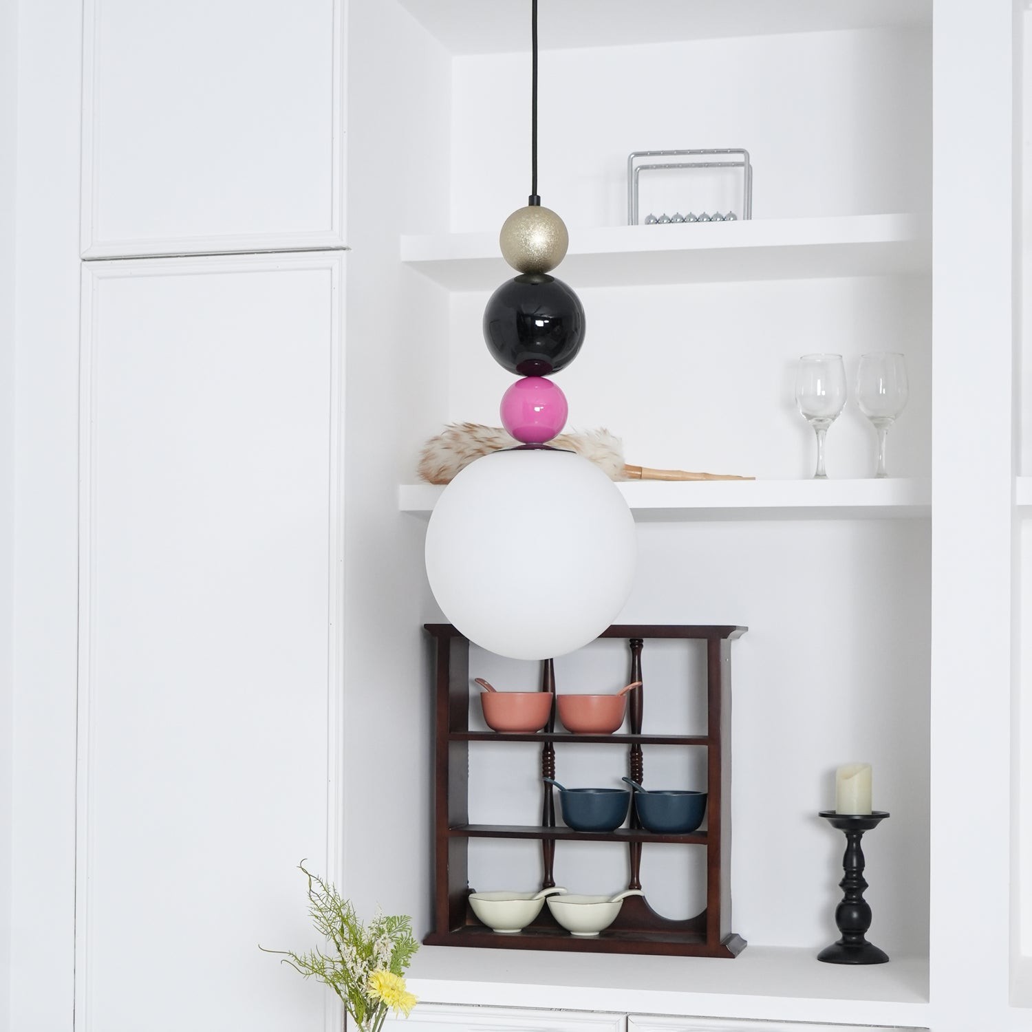 Round Balls Stacking Pink Pendant Lamp K646