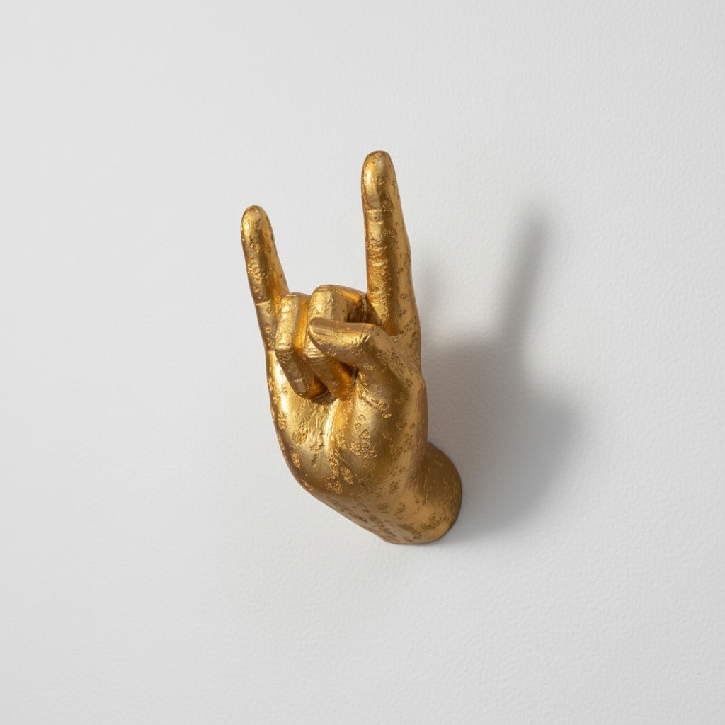 Kickra Minimalist Gold Wall Hands - Decorative Functional Wall Hooks for Shelves Entryways K2362