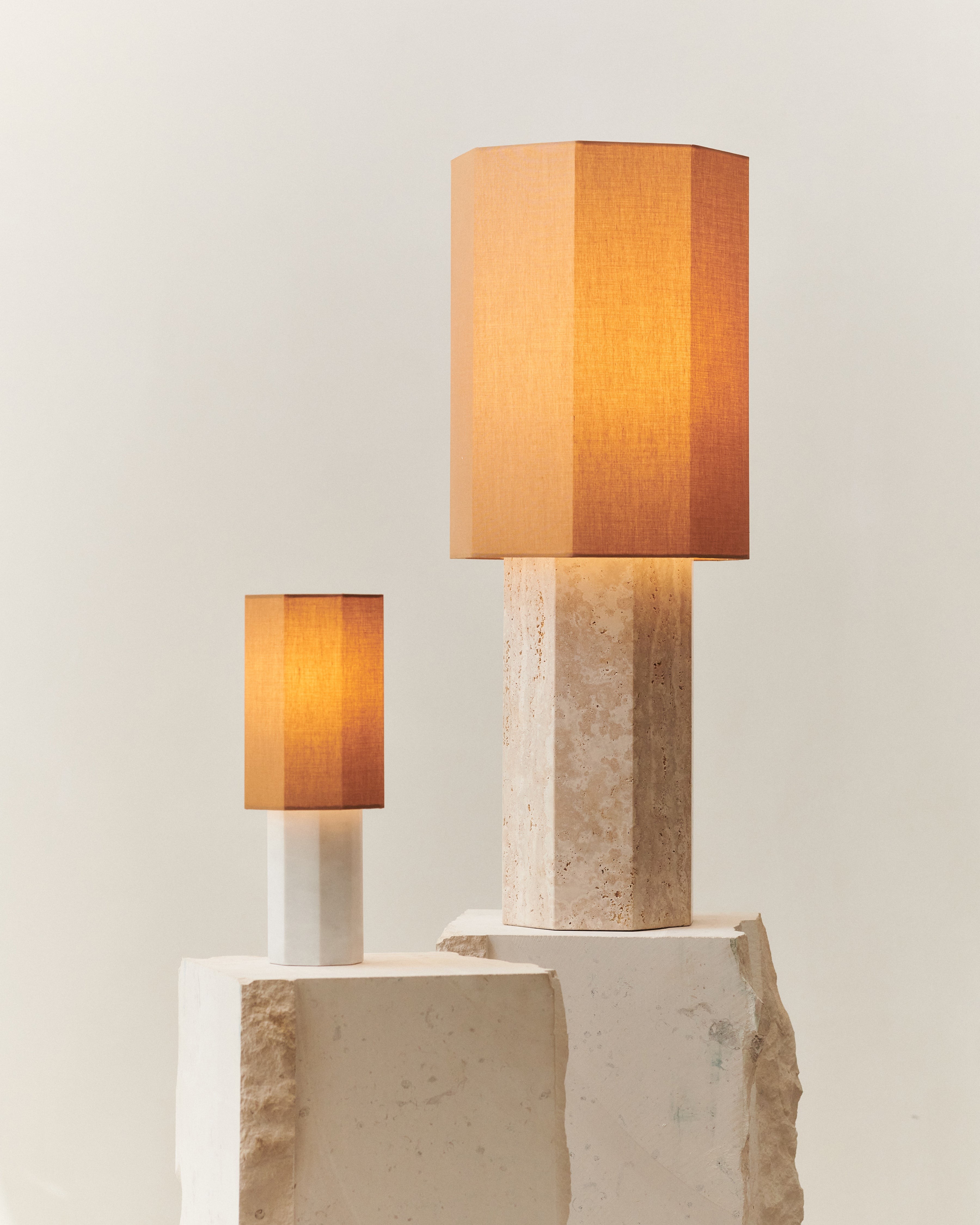 Octagonal Travertine Stone Table Lamp K880