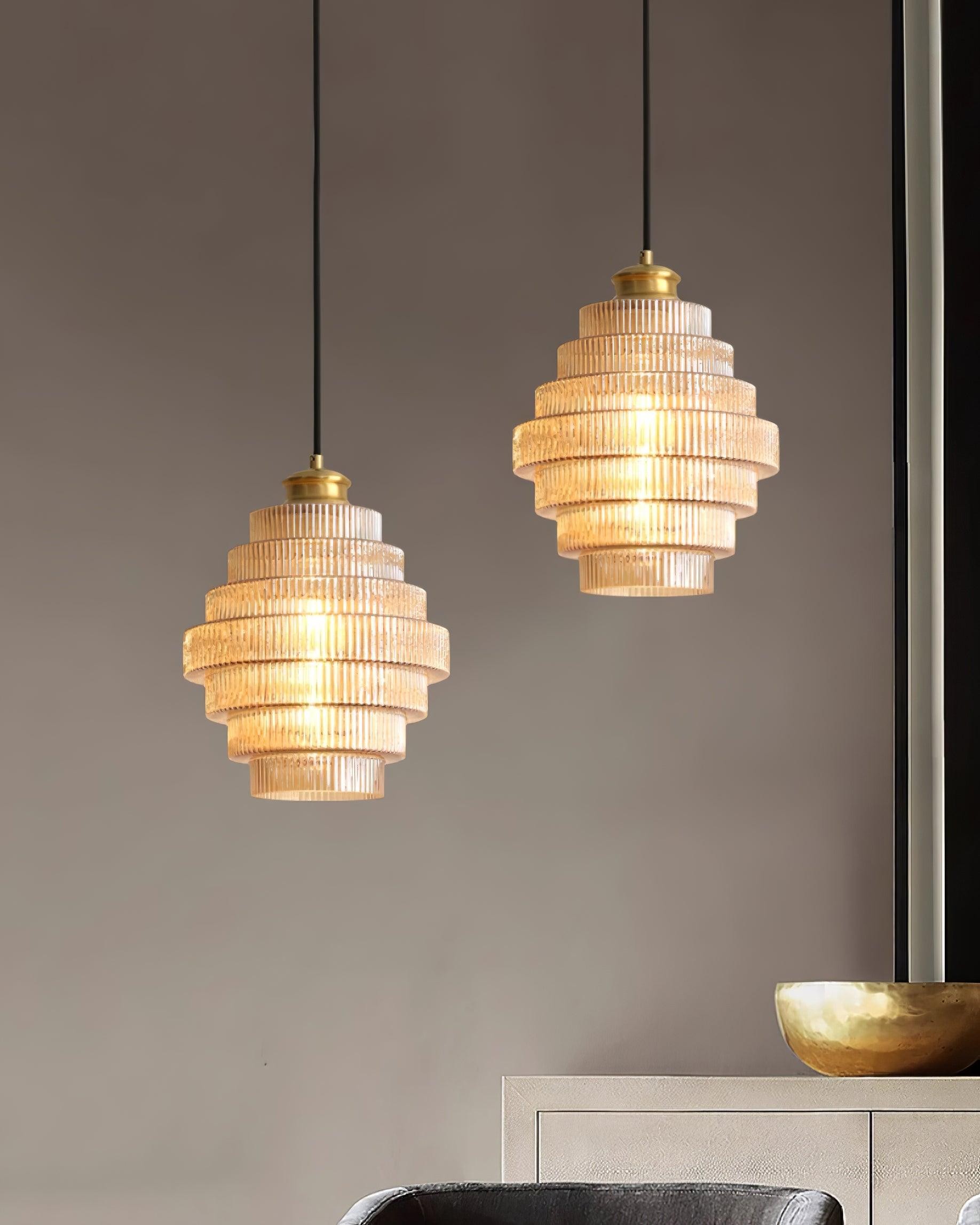 Bottis Minimalist Glass Pendant Lamp - Stylish Layered Hanging Light for Dining Table K469